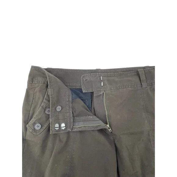Ann Taylor Loft Women's Brown Wide Leg Cropped Khaki Pants Buttons Size 14 - Picture 7 of 13
